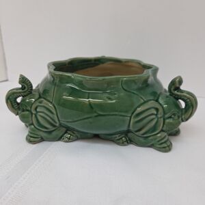 Green Elephant Ceramic Planter